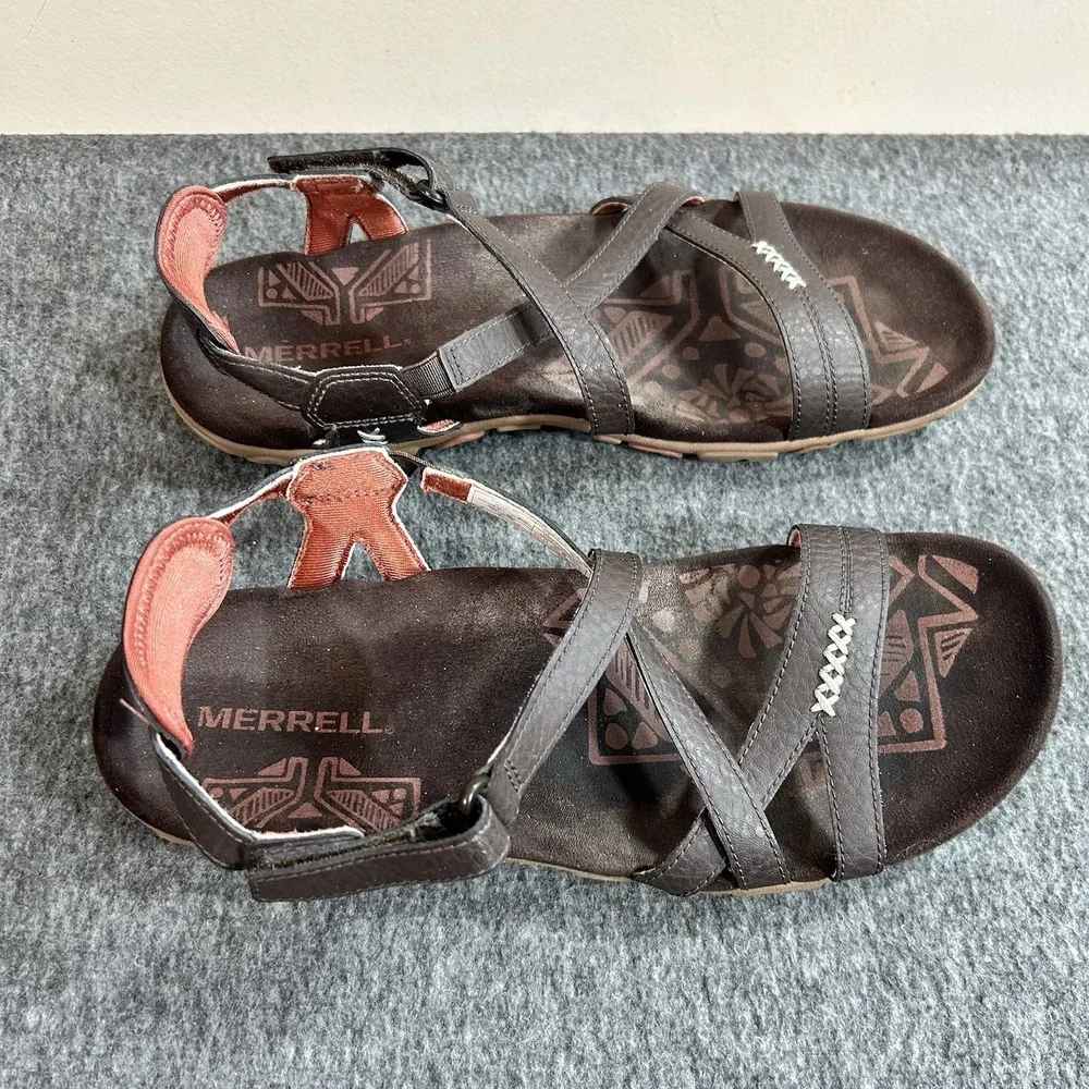 Merrell Sandspur Rose Outdoor Leather Sandal Cocoa Coral Women's Size 8 - Picture 3 of 10